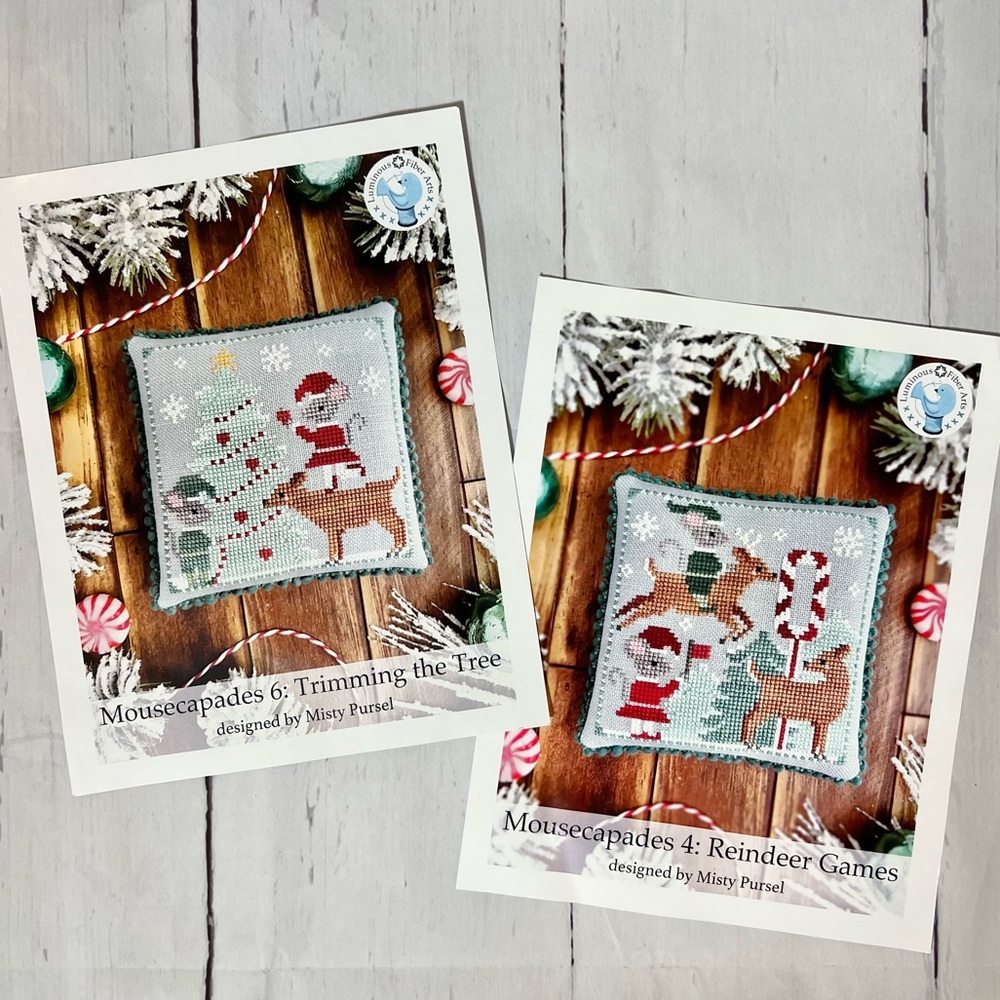 Luminous Fiber Arts Mousecapades 4 & 6 Cross Stitch Patterns Bundle Christmas